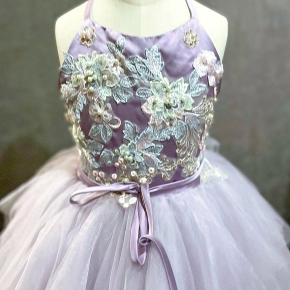 Stunning Brand New Custom Girls Sz 8/9 Lavender Photography Formal Gown - Picture 2 of 3
